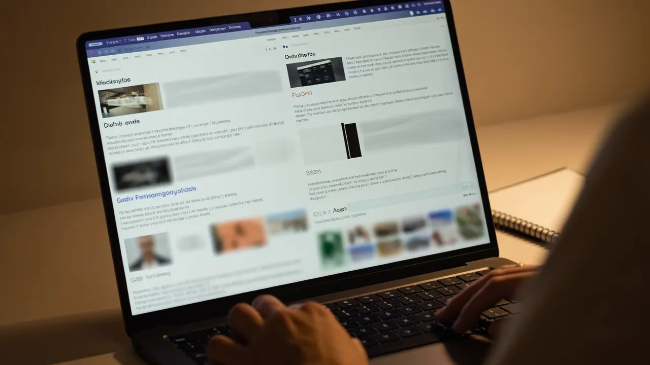 Homeowner searching for local window installers on a laptop at home