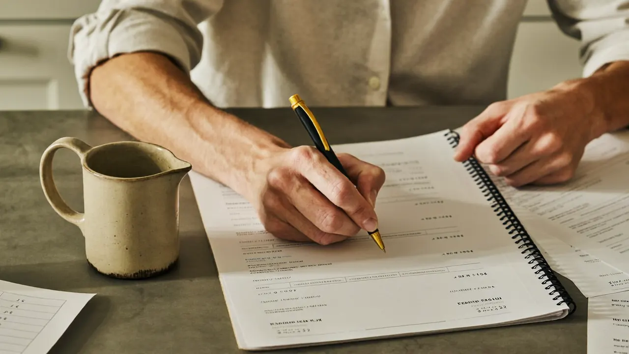Homeowner carefully reading a window installation contract before signing